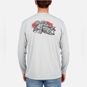 Simms Gray Black Red Long Sleeve Crew Neck Pullover Men's Shirt 2XL